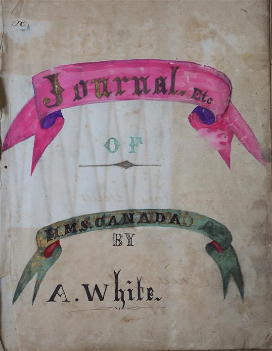 The late 19th century Ships Journal of Able Seaman A. White, aboard H.M.S. Canada, a 2380 ton Comus-class